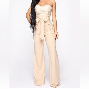 Brand new tan and gold jumpsuit